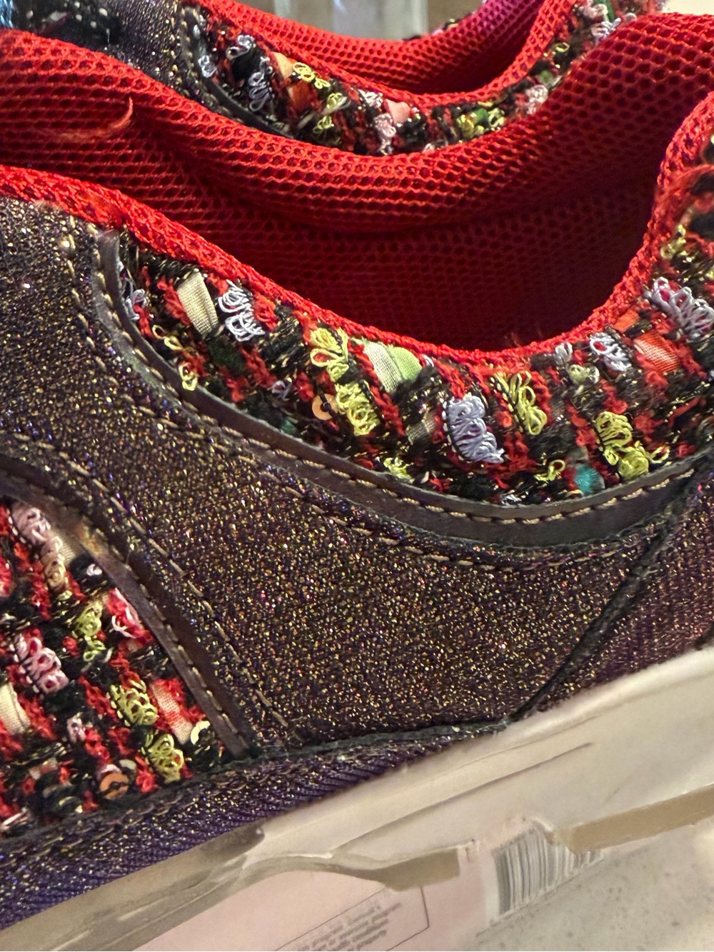 BAMBOO Multicolor Tweed and Red Lined Women's Sneakers - Picture 3 of 8